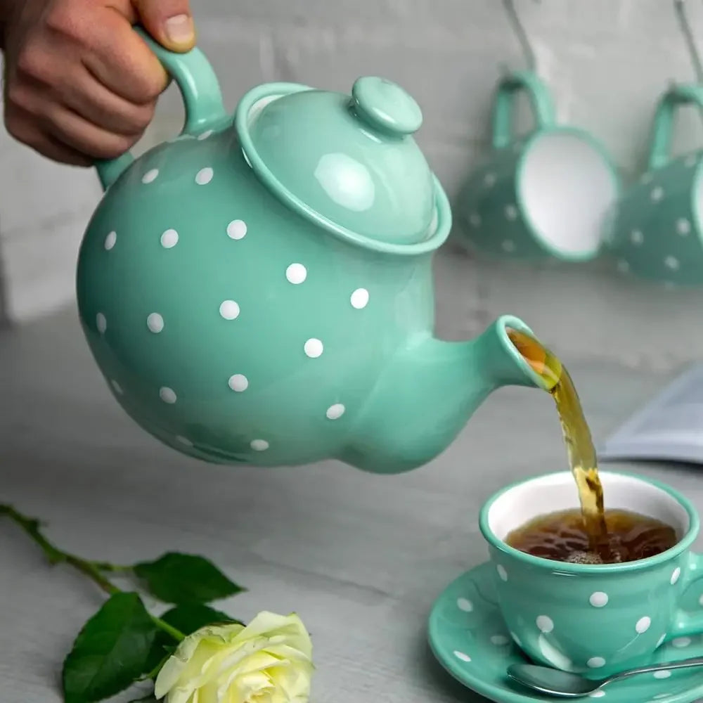 Handcrafted Teal Tea Set