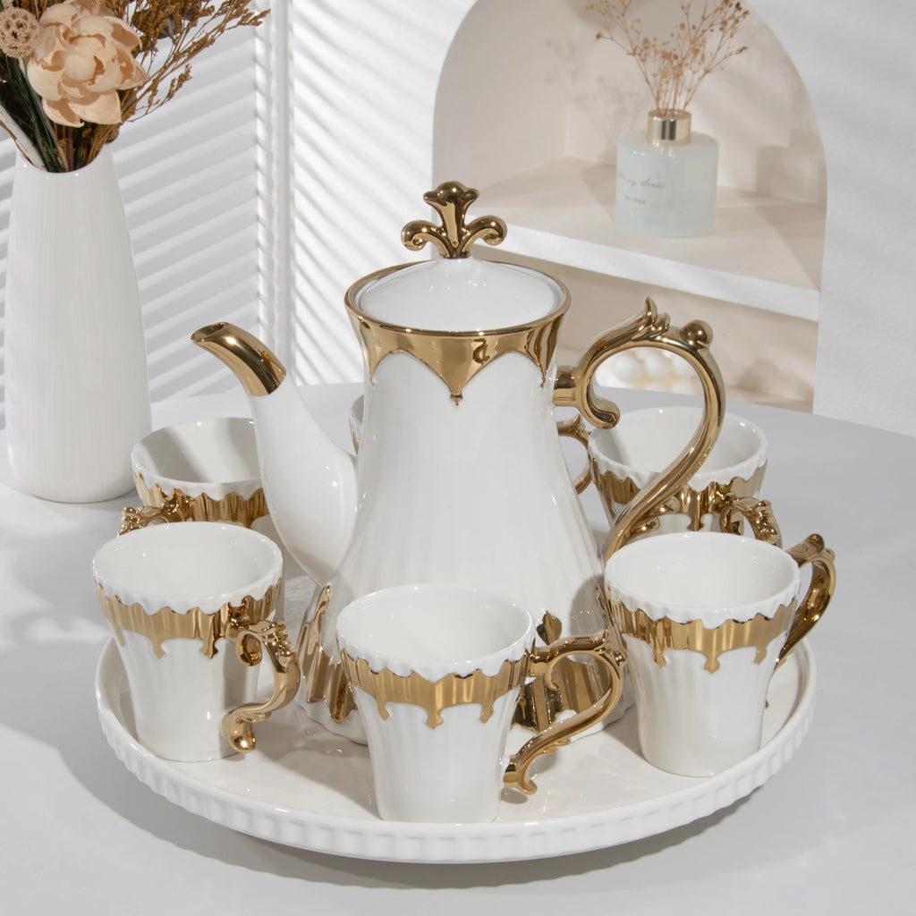Luxury White Porcelain Tea Set