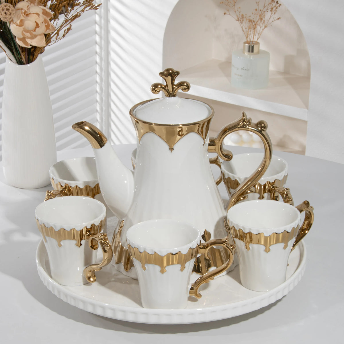 Luxury White Porcelain Tea Set