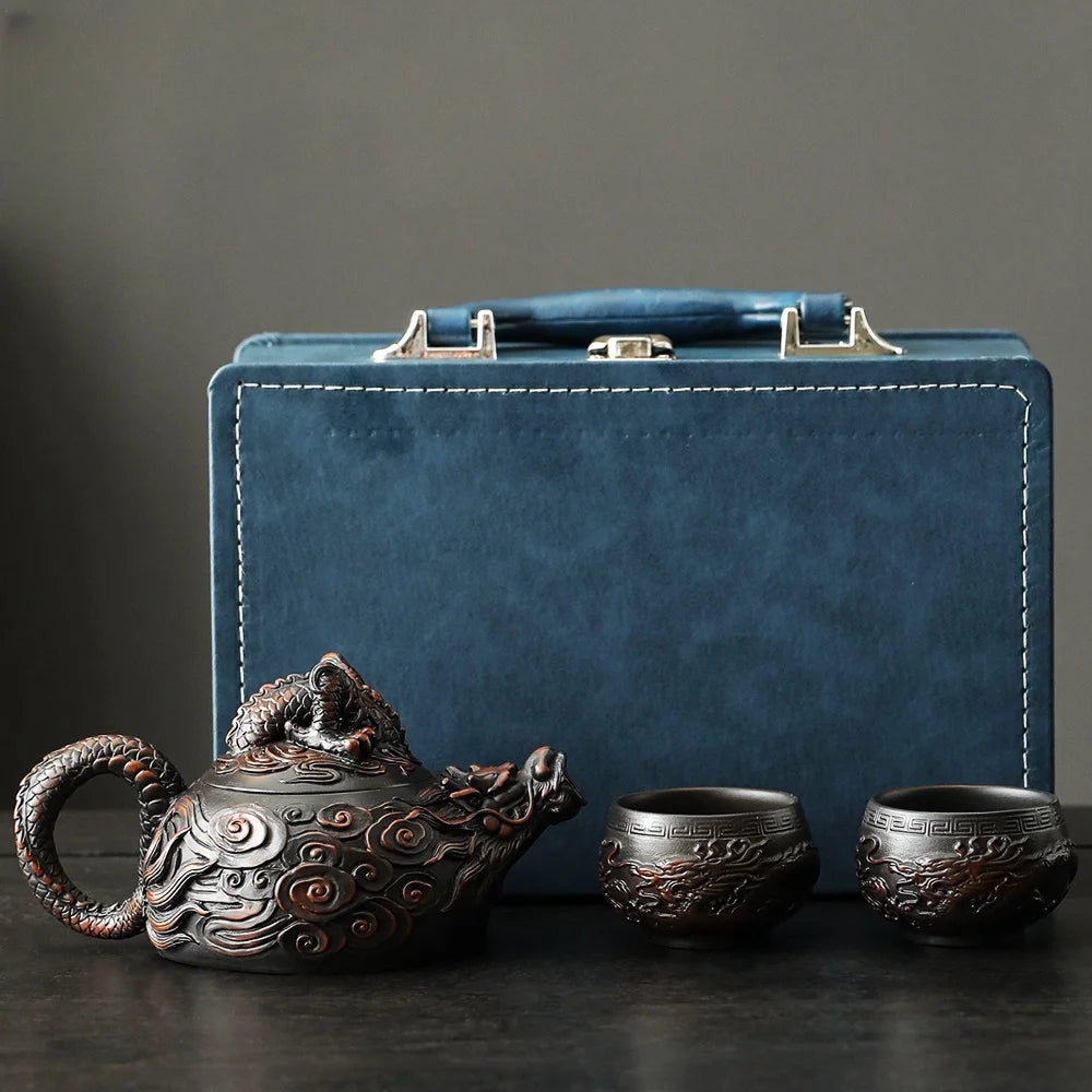 Dragon Carved Purple Clay Teapot