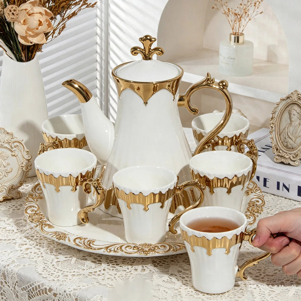 Luxury White Porcelain Tea Set