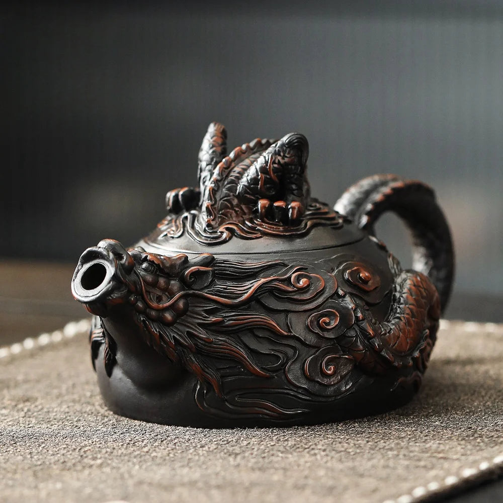 Dragon Carved Purple Clay Teapot