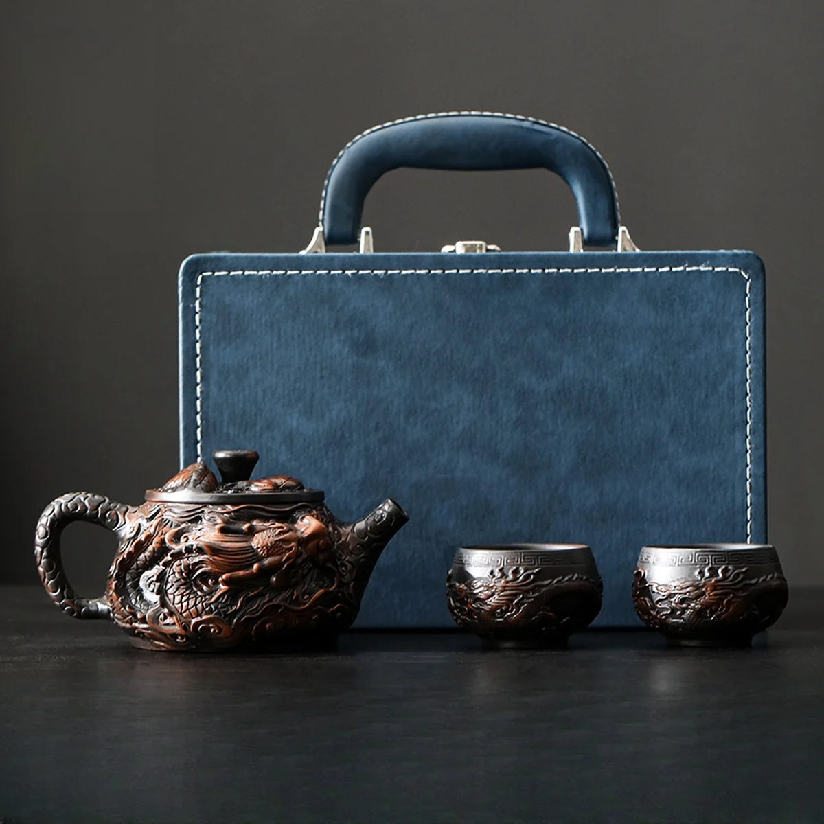 Dragon Carved Purple Clay Teapot