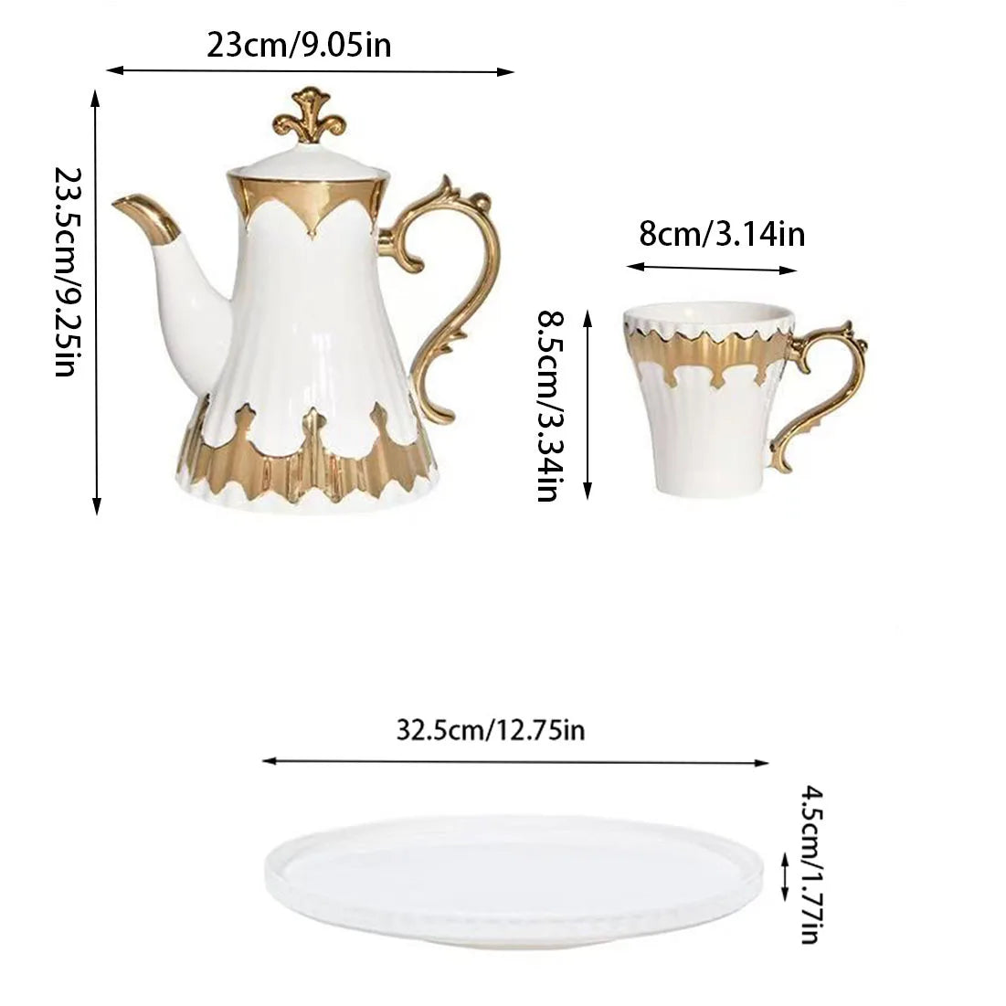 Luxury White Porcelain Tea Set