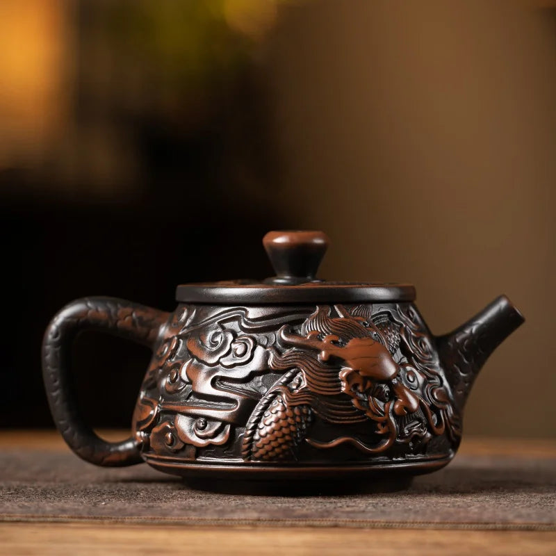 Vintage Purple Clay Teapot