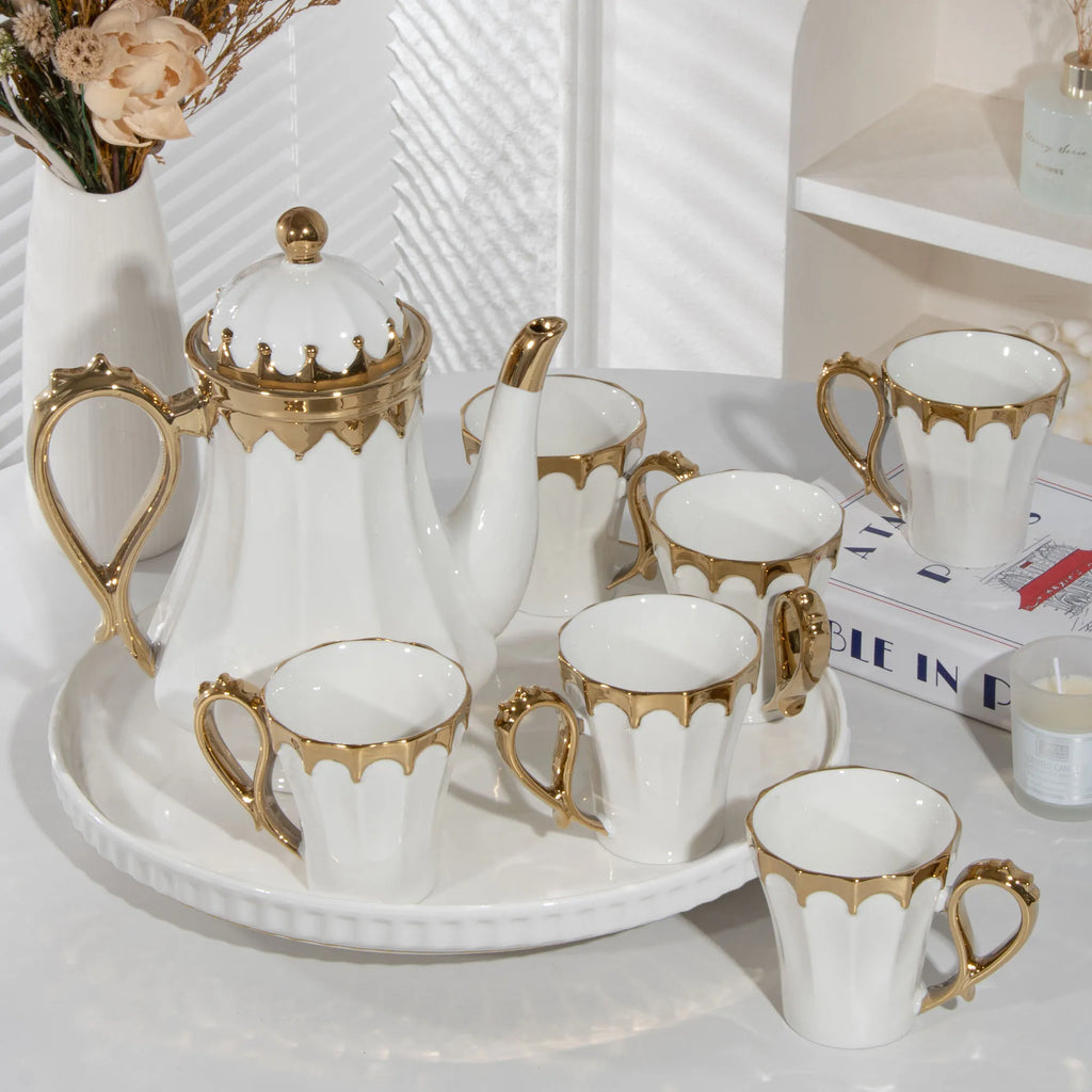 Luxury White Porcelain Tea Set