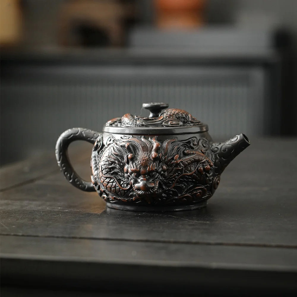 Dragon Carved Purple Clay Teapot