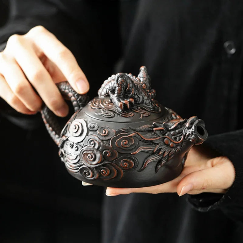 Dragon Carved Purple Clay Teapot
