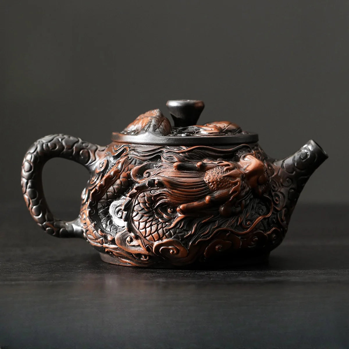 Dragon Carved Purple Clay Teapot