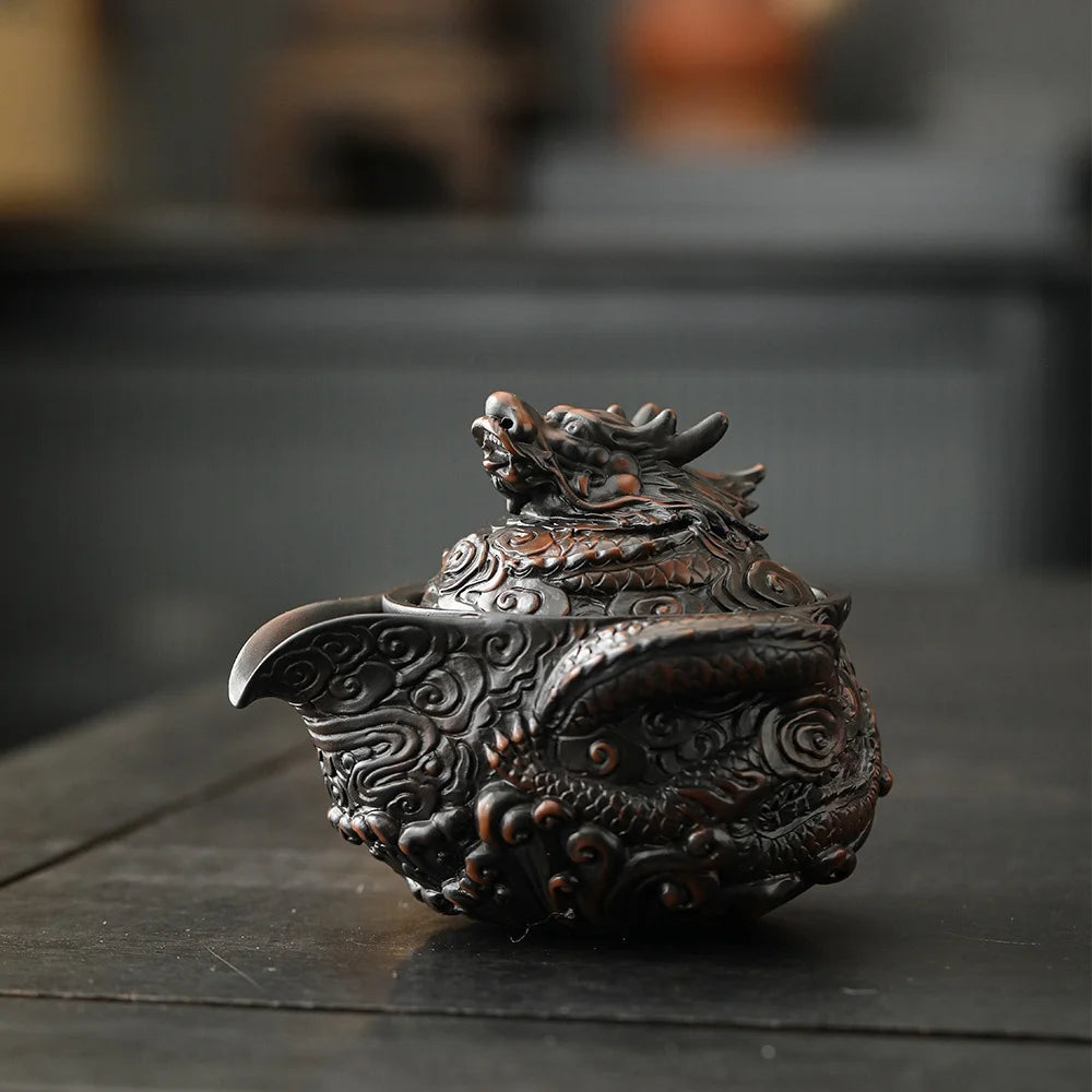 Dragon Carved Purple Clay Teapot