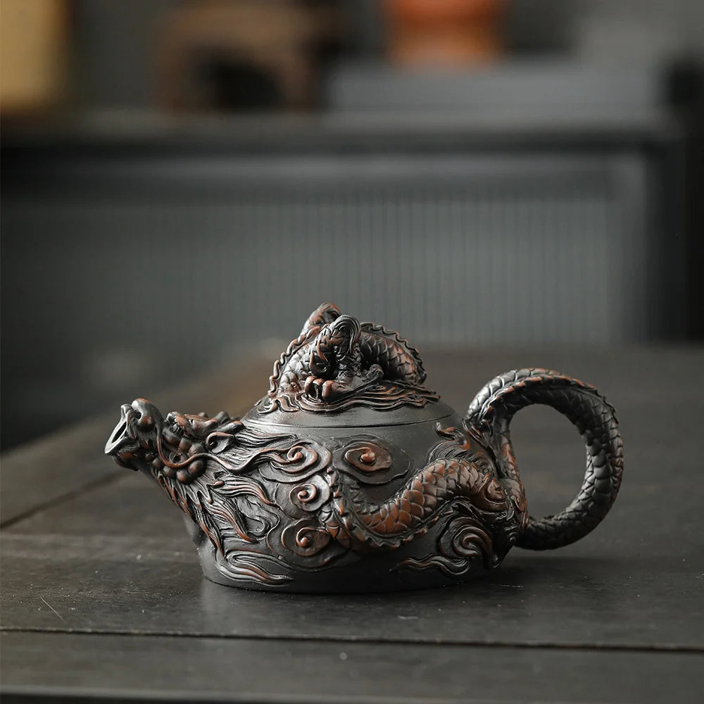 Dragon Carved Purple Clay Teapot