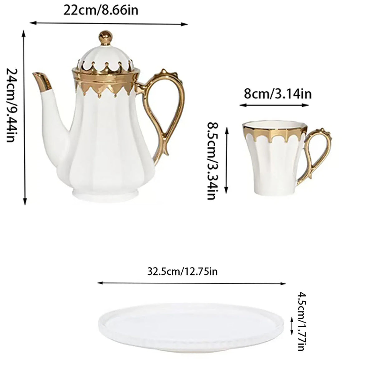 Luxury White Porcelain Tea Set