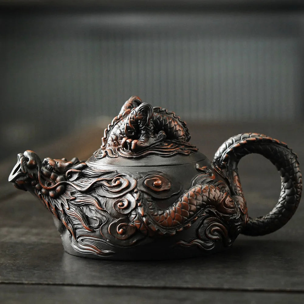 Dragon Carved Purple Clay Teapot