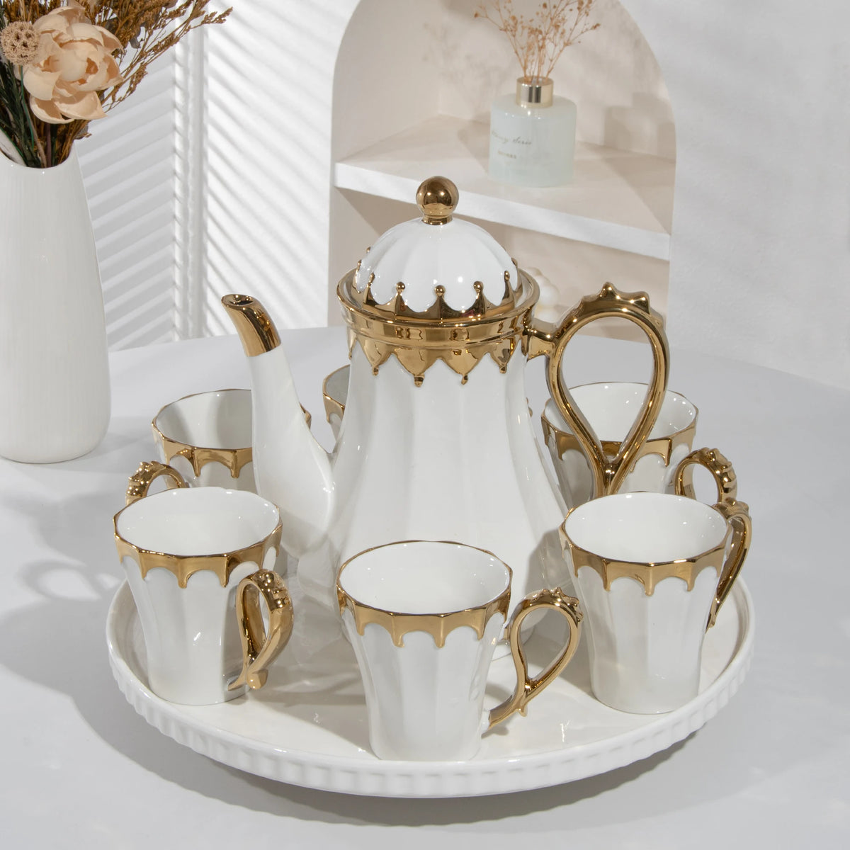 Luxury White Porcelain Tea Set
